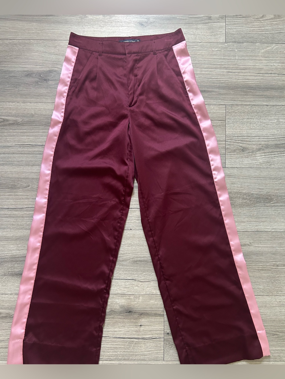 Abercrombie & Fitch Burgundy Pants with Pink Side Stripes